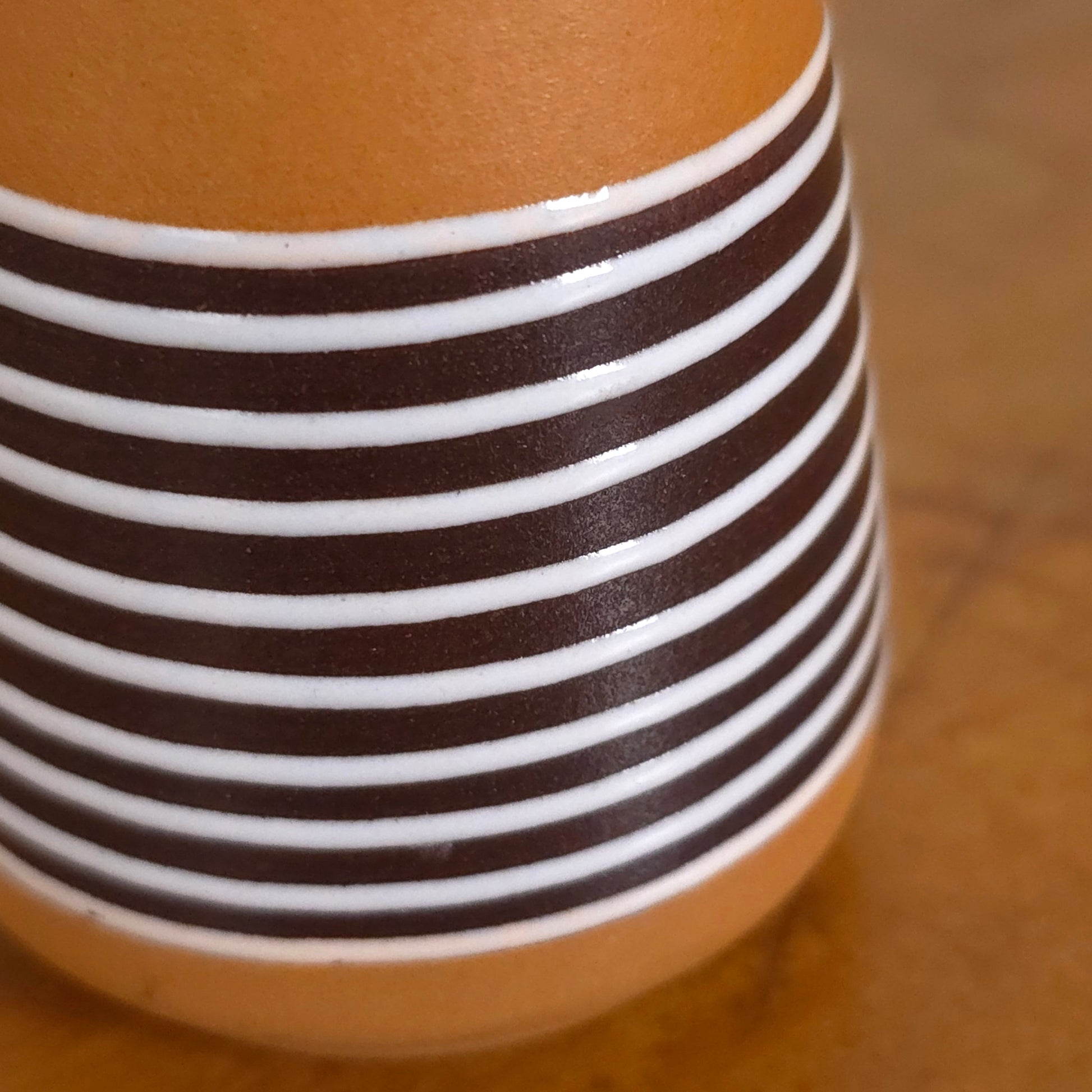 Stripe detail of Vintage West German Brown Striped Pottery Vase