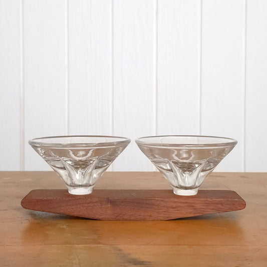 Wood and Glass MCM Rocking Candleholder