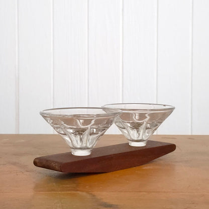 Wood and Glass MCM Rocking Candleholder